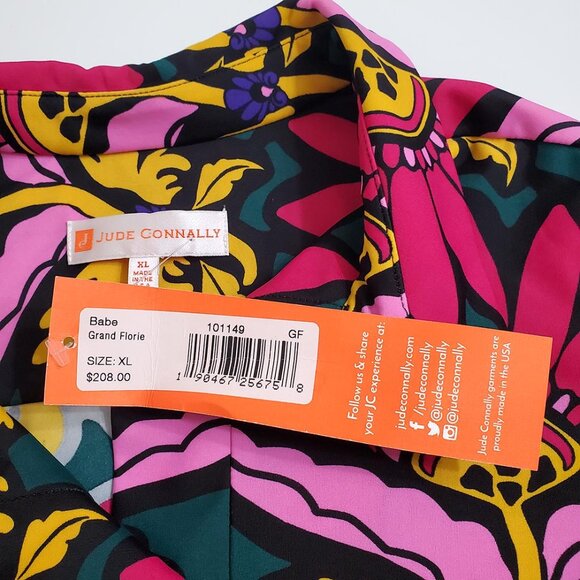 Jude Connally Womens Babe Dress XL Grand Florie Floral 3/4 Sleeve Collar Stretch - Picture 7 of 13